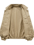 Men's Retro Casual Cotton Solid Color Pockets Cargo Jacket Coat