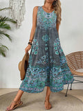 Women's Summer Retro Holiday Style Printed Sleeveless Tank Dress