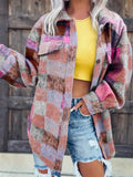 Women's Print Button Up Pocket Long Sleeve Coat