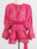 Women's Bishop Sleeve Ruffled Skirt Mini Dress