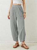 Women's Casual High Waist Wide Leg Loose Fit Pockets Corduroy Pants