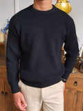 Men's Autumn Solid Color Round Neck Pullover Knitted Sweaters