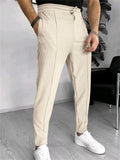 Men's Casual Solid Color Drawstring Waffle Pants