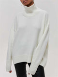 Women's Vogue Pure Color High Neck Cozy Pullover Sweater