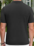 Men's  Summer Cool Contrast Color Button Up Knitted Polo Shirts
