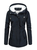 Women's Hooded Fleece Lined Warm Drawstring Winter Coats