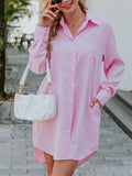 Women's Casual Elegant Solid Color Lapel Long Blouse
