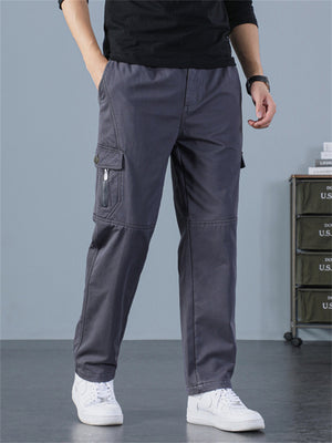 Men's Winter Keep Warm Plush Straight Leg Cargo Pants