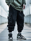 Men's Hip Hop Style Cargo Joggers Trousers with Flap Pockets