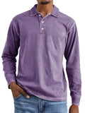 Men's Casual Distressed Long Sleeve Lapel Solid Color Shirts