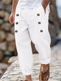 Men's Casual Cotton Solid Color Pockets Straight Pants