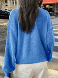 Ladies' Casual Simple Round Neck Button Long-sleeved Sweaters