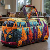 Hippie Bus Quilted Duffle Bag with Pumpkin and Trees