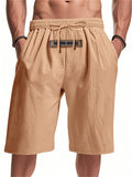 Men's Solid Color Casual Drawstring Beach Shorts