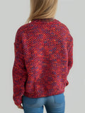 Women's Casual Contrast Color Semi-High Neck Long Sleeve Sweater