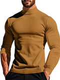 Men's Solid Color Comfy Semi High Neck Shirt