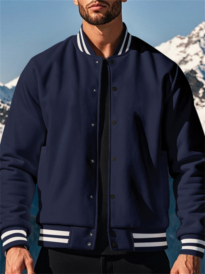 Casual Men's Loose Stand Collar Baseball Jackets