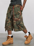Men's Vintage Camouflage Distressed Ripped Design Cargo Shorts