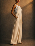 Women Summer Wide Leg Overalls Loose Jumpsuit with Pockets