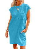 Women's Casual Solid Color A-Line Knee Length Short Sleeve Dress