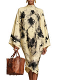 ‌Women's Elegant Ethnic Style Long Sleeve Paisley Print High Neck Dress‌