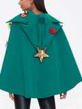Women's Green Christmas Tree Sleeveless Hooded Cloaks