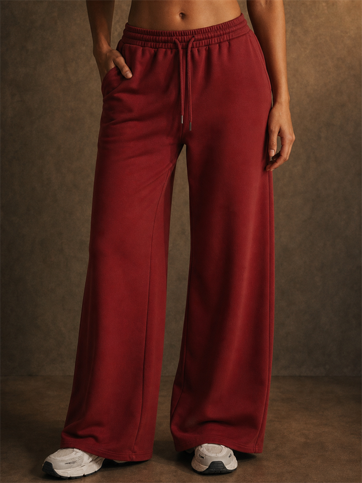 Women Comfy Drawstring Baggy Wide Leg Sweatpants with Pockets
