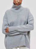 Women's Vogue Pure Color High Neck Cozy Pullover Sweater