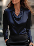 Women's Solid Color Simple Lapel Long Sleeve Blouses