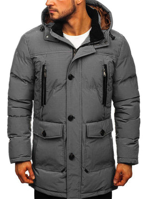 Men's Thickened Keep Warm Puffer Coat with Detachable Hood