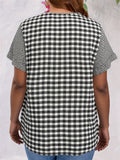 Women's Summer Plaid Round Neck Short Sleeve Shirt