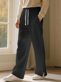 Men's Casual Solid Color Twisted Jacquard Drawstring Trousers