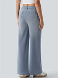 Women's Vintage Mid Waist Wide Leg Jeans Slimming Denim Pants