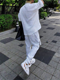 Men's Thin Knitted V-neck Tops & Drawstring Trouser Set