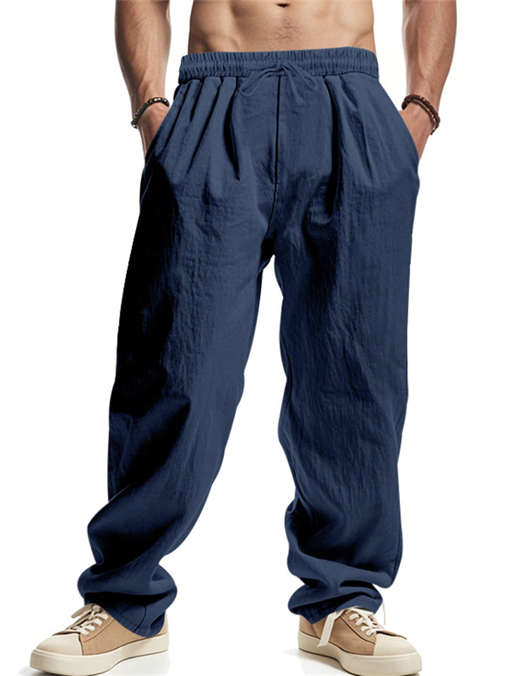 Men's Casual Solid Color Drawstring Beach Pants