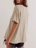 Women's Summer Casual Solid Color Round Neck Short Sleeve T-Shirt