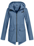 Women's Autumn Outdoor Solid Color Zip Up Hooded Jackets
