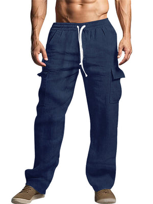 Men's Corduroy Multi-Pocket Elastic Waist Trousers