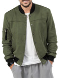 Men's Faux Suede Stand Collar Baseball Jacket