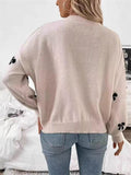 Women's Autumn Cute Bow Jacquard Pullover Long Sleeve Sweaters
