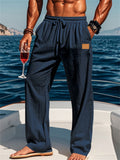 Causal Men's Linen Solid Color Drawstring Pants