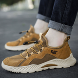 Male's Faux Leather Mesh Patchwork Outdoor Elastic Laces Sneakers