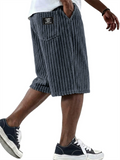 Men Casual Loose Fit Wide Leg Summer Corduroy Shorts