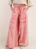 Women's High Waist Casual Pockets Cargo Wide Leg Pants