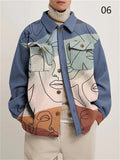 Relaxed Printed Lapel Coats for Men