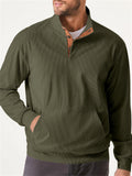 Men's Corduroy Contrast Color Stand Collar Pockets Shirt