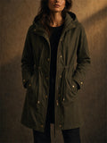 Women Winter Lined Drawstring Parka Hooded Jackets