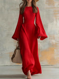 Women's Textured Bell Sleeve Maxi Dress Elegant Party Gown