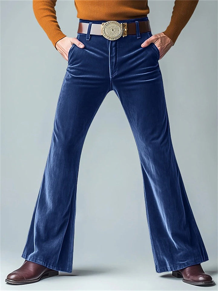 Men's Solid Color Casual Slim Flared Trousers