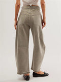 Vintage Wide Leg Raw Hem Barrel Jeans for Women